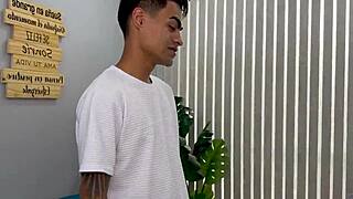 Curvy Colombian MILF therapist fucks nerd boy in office. She loves young men, ends with vaginal creampie.