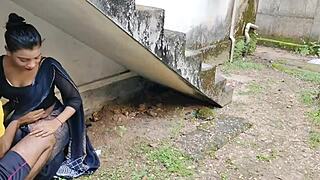 i made komal bhabhi suck my cock while cleaning outside and fucked her under the stairs