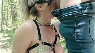 2025 05 30 SLAVE F IN FOREST DOGGING URO ET PIPE