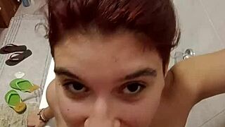 Chiara lets them piss on her tits 😈