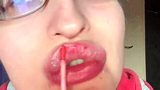 Asmr Eating Banana Pink Lipstick - Lip Fetish Food Fetish Lipstick Eyeglasses.