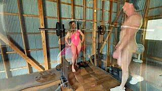 Nude Workout Turns Naughty Private Fitness Lesson with Blonde Milf