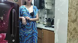 indian stepmom watches and enters her stepsons kitchen to fuck him