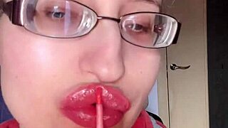 Asmr Eating Banana Pink Lipstick - Lip Fetish Food Fetish Lipstick Eyeglasses.