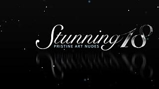 beautiful teen lis p pleasures her tight pussy with a glass dildo. so hot!