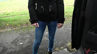 Student gets convinced to join strangers in van for hardcore fucking with big cocks.