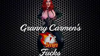Granny Carmen Angels Slutty Vibrator and Cock DP Creampie