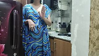 indian stepmom watches and enters her stepsons kitchen to fuck him