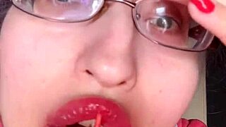 Asmr Eating Banana Pink Lipstick - Lip Fetish Food Fetish Lipstick Eyeglasses.