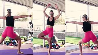 crystal clark parker ambrose rides big ass in intense milf workout session