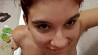 Chiara lets them piss on her tits 😈