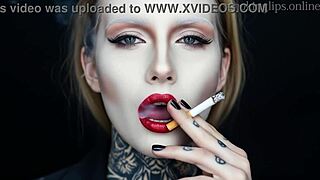 smokinglips4 lights up for hot fetish smoke session