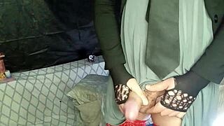 Latina Brunette Sucks Crossdressed Boy's Cock Hard!