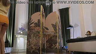 Brunette Babe's Sexy Lingerie Miniskirt Haul Teases Backstage