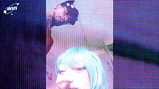 rei ayanami cosplay slut slurps cock and takes cum in suit