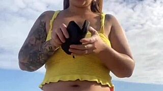 i flash my swollen pussy in tiny bikini on beach