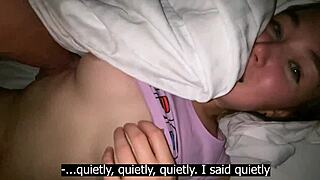 Emo stepsister sneaks under blanket for secret fuck with stepbrother