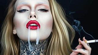 smokinglips4 lights up for hot fetish smoke session