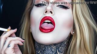 smokinglips4 lights up for hot fetish smoke session