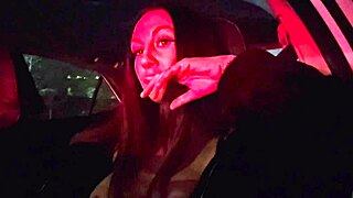 Italian long hair big tits milf artemisia love sexy solo car ride flashing her juicy boobs.