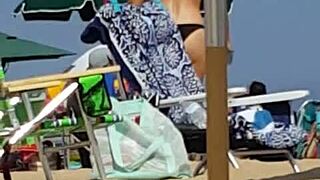 Candid on this little 18+ slut at the beach