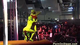 wild lesbian pornshow in public?