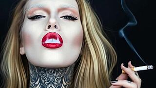 smokinglips4 lights up for hot fetish smoke session