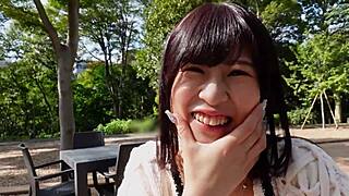 Young Japanese babe with natural tits gets spanked and creampied in hardcore session