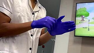 Horny doctor fucks patient, fills her tits with cum in hospital.