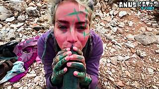 Public blowjob and big load of cum on face