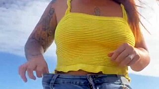 i flash my swollen pussy in tiny bikini on beach