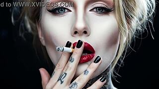 smokinglips4 lights up for hot fetish smoke session