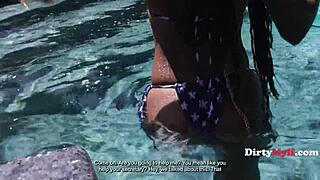 Hey stepson, happy 40th bday! Ebony milf cali sweets fucks you by the pool to spite your dad.