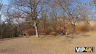 her shaved pussy settles the vacation bill as he watches angrily