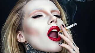 smokinglips4 lights up for hot fetish smoke session