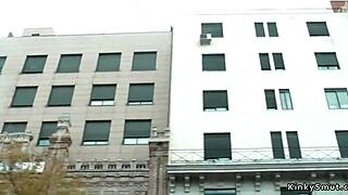 i feel so exposed and horny as this spanish slut parades bound on streets