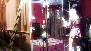 milf lolly blonde getting fucked hard by two big cocks, moaning as they cum on her face