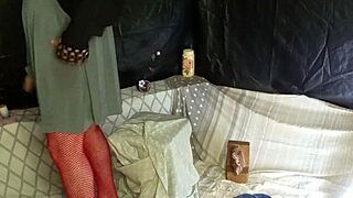 Latina Brunette Sucks Crossdressed Boy's Cock Hard!