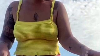 i flash my swollen pussy in tiny bikini on beach