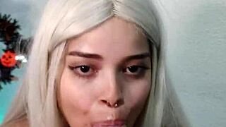 wellington loses control in intense blowjob and cums in witch's mouth