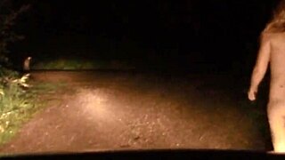 walking naked flashing tits then outdoor camping sex with wife