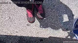 follow my sweaty socks and sneakers trail, you foot freak, as i tease you public style!