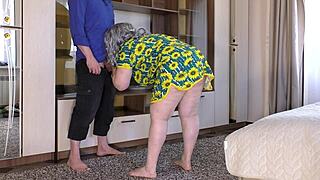 Mature Big Tits Ass Squeezes Old Cock Gently in Homemade Anal Ride