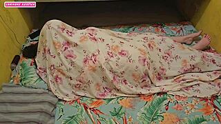 that couple sneaks under the sheets for hot anal action, straight to her tight narrow ass creampie