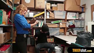 Hot Blonde Milf Guard Fucks Thief's Cock Doggystyle After Catching Him