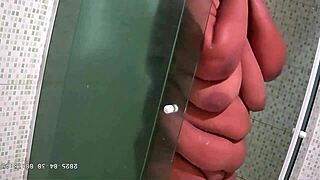 hidden camera records naughty chubby stepmom bathing