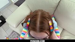 little throat fucked hard by stepdaddy as good girl earns her pov doggystyle reward on pervdad