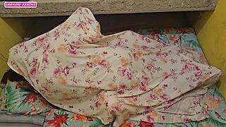 that couple sneaks under the sheets for hot anal action, straight to her tight narrow ass creampie