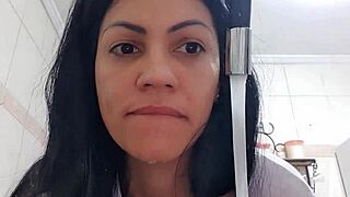 look at sexy latina maid washing dishes with huge tits fully exposed!