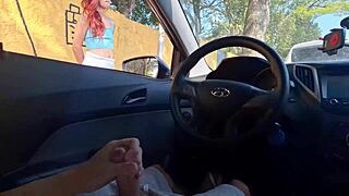 dare you watch this redhead college slut flash her miniskirt pussy on the street bus stop?